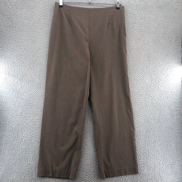 Coldwater Creek Pants Womens 16 Brown Stretch Woven Tapered Office Career Work* - Picture 1 of 14